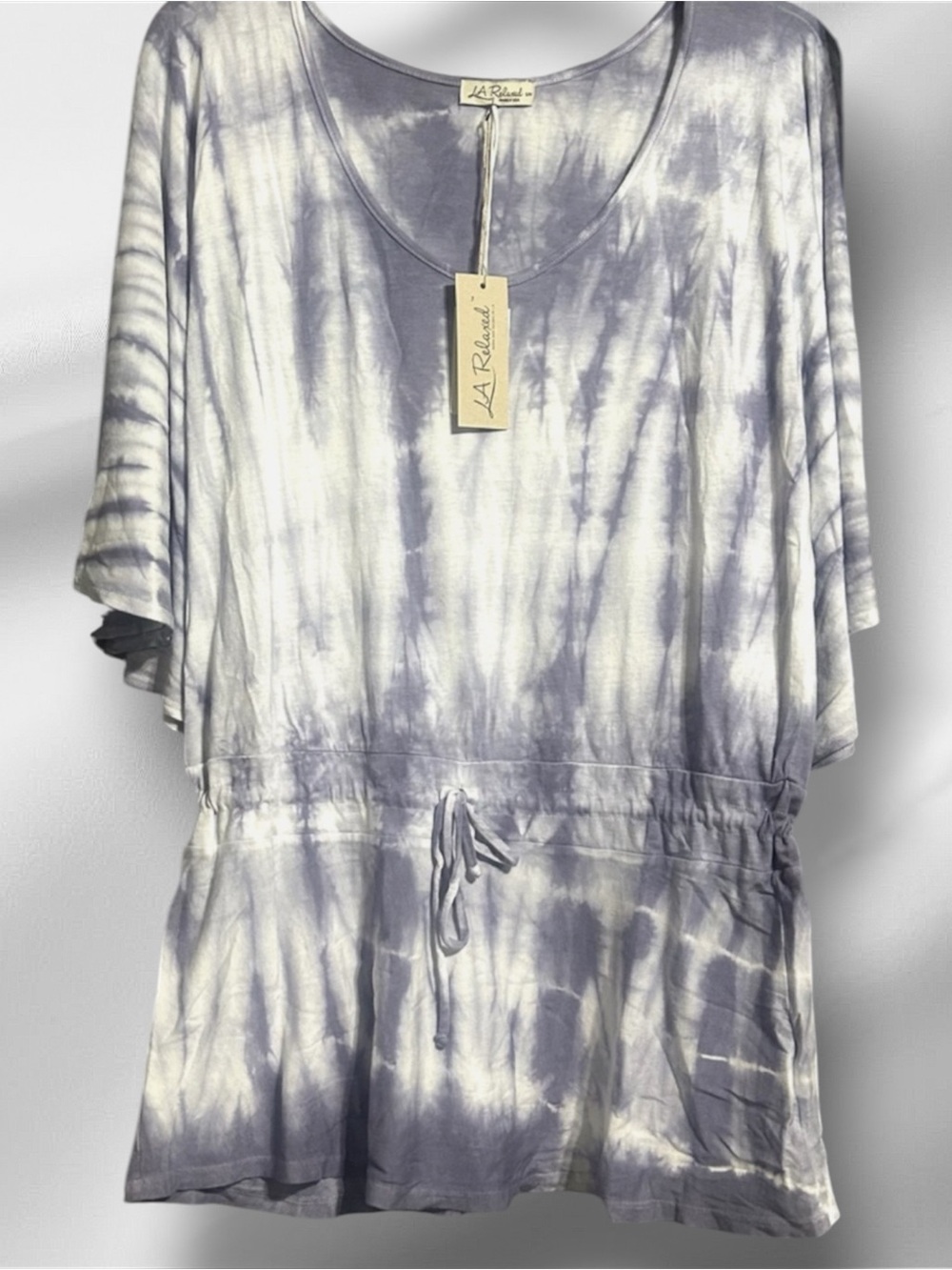 LA Relaxed Milo Tie-Dye Drawstring Cover Up in Blueberry. Size L/XL. NWT